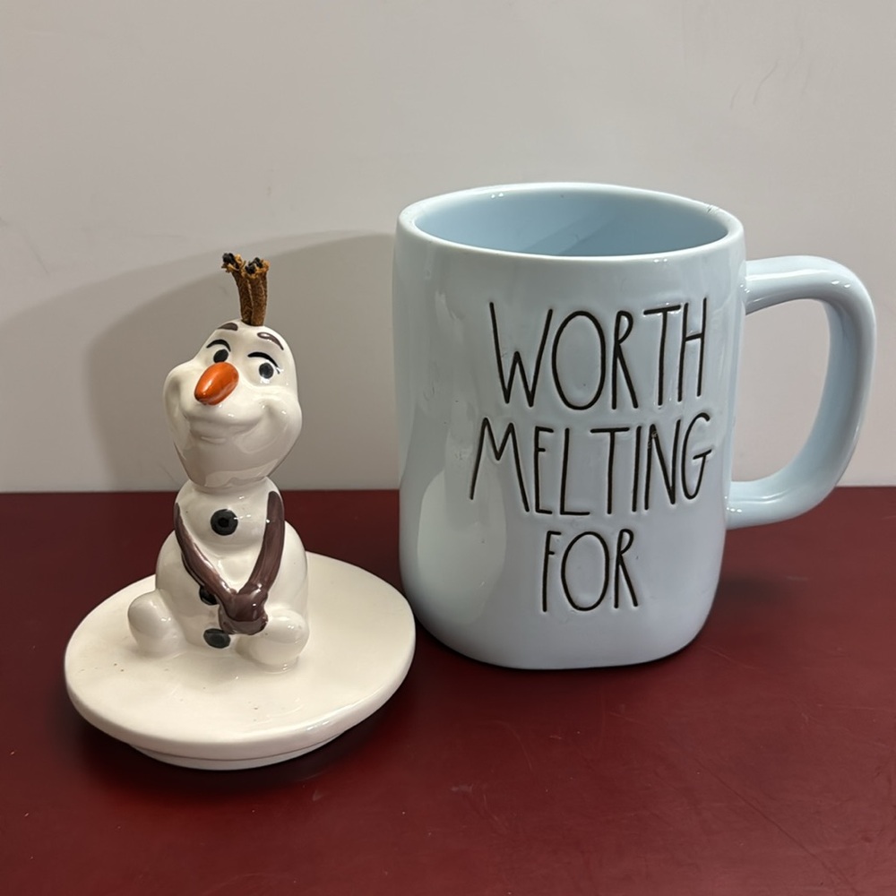 Rae Dunn Disney Frozen "Worth Melting For" mug with an Olaf mug topper - Picture 4 of 6